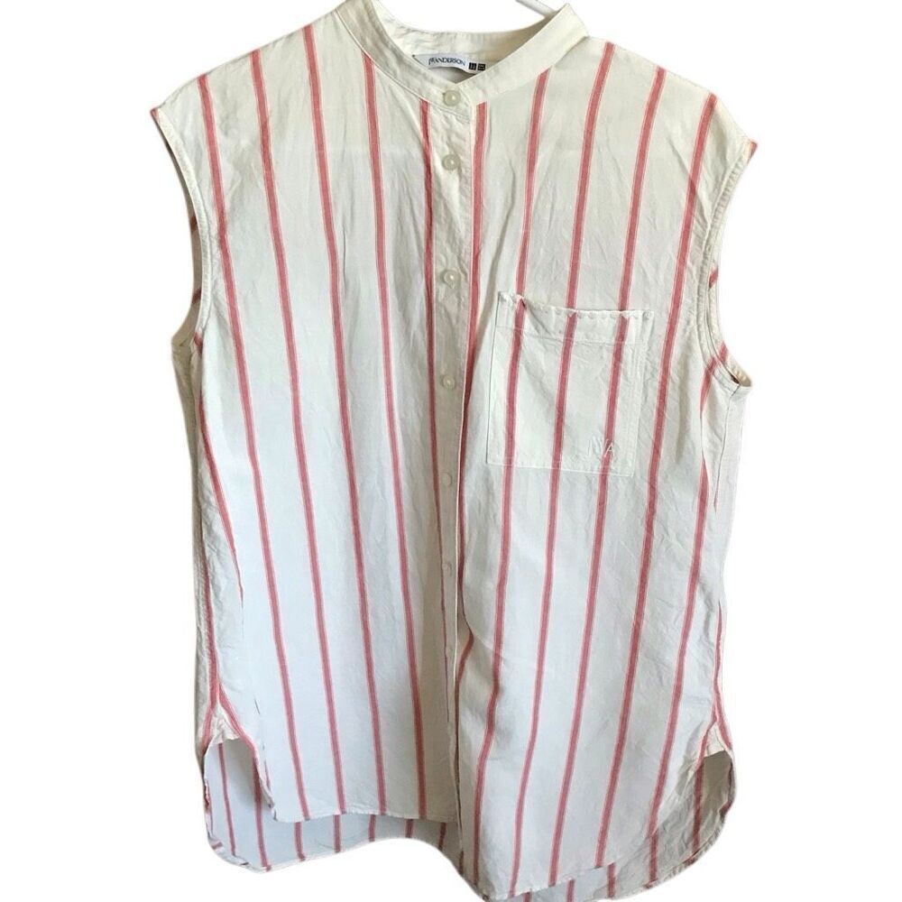 JW Anderson sleeveless top blouse size Medium off white red striped linen